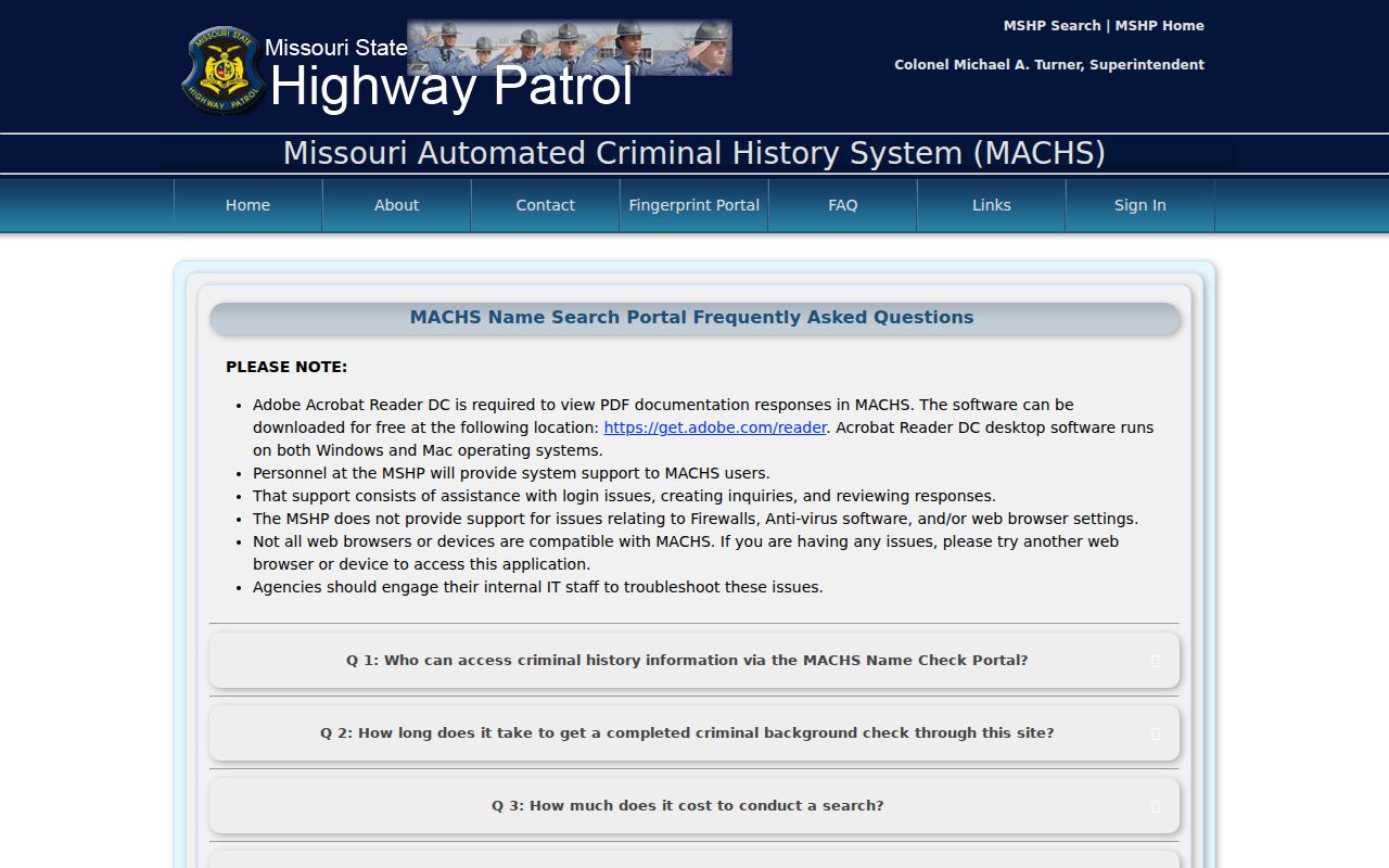 Johnson County criminal record search rules in the MACHS name search FAQ