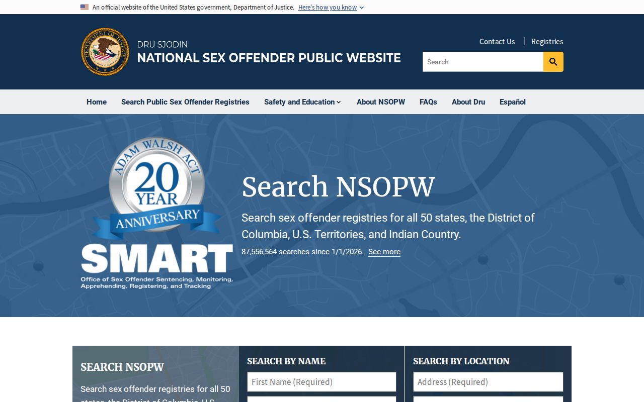 National registry search layer for a Johnson County sex offender search